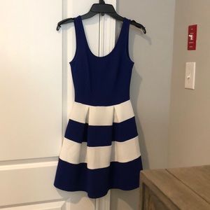 Blue and White Striped Sleeveless Dress